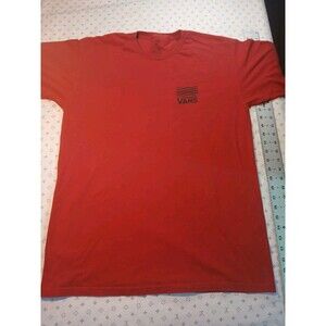 Vans Skateboarding Sneakers Spell Out T Shirt Mens Sz L Red Cotton Wave 2 Sided